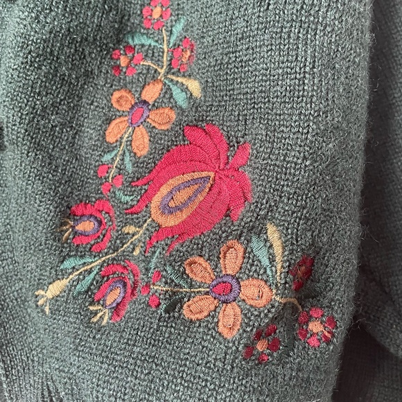 ALFRED SUNG VINTAGE EMBROIDERED 100% WOOL CARDIGAN SIZE SMALL DESIGNER VINTAGE - Picture 6 of 10